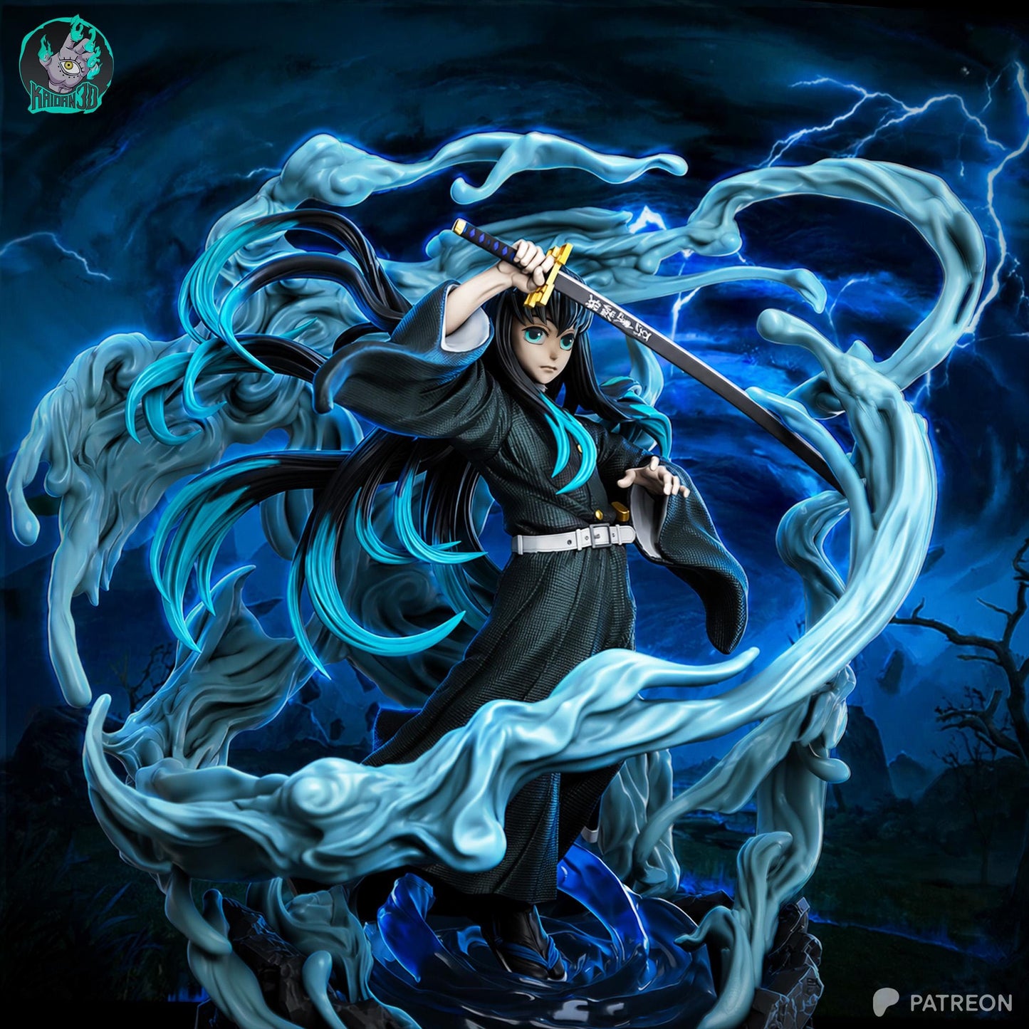 Teal-Tipped Mist Swordsman | Resin Garage Kit | Anime Breathing Masters | Unpainted Figure