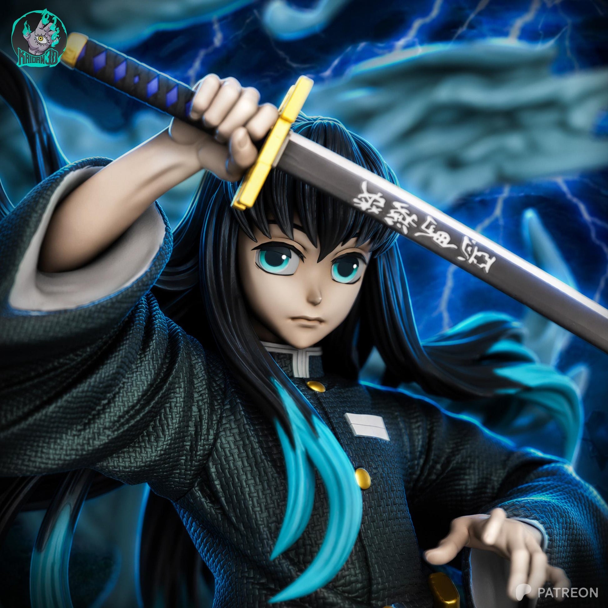 Teal-Tipped Mist Swordsman | Resin Garage Kit | Anime Breathing Masters | Unpainted Figure