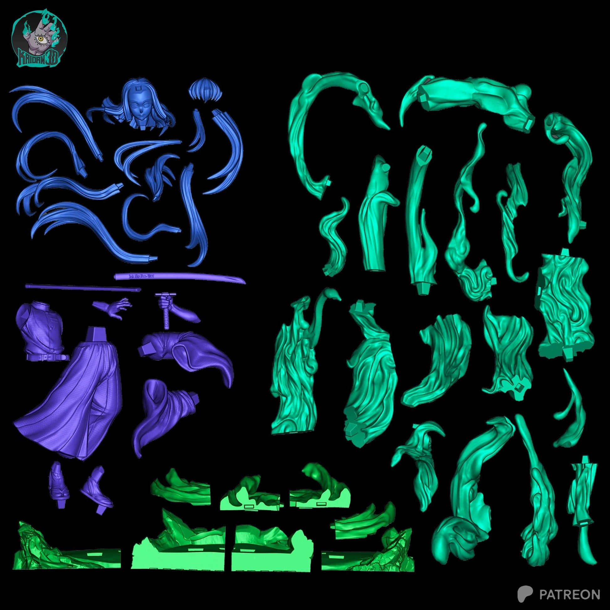 Teal-Tipped Mist Swordsman | Resin Garage Kit | Anime Breathing Masters | Unpainted Figure