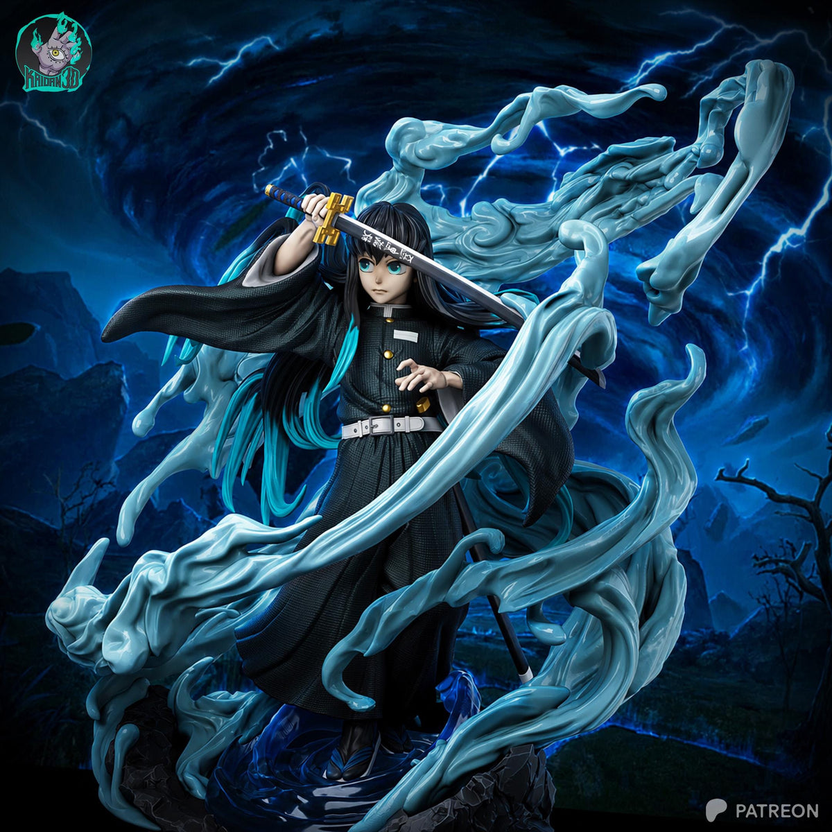 Teal-Tipped Mist Swordsman | Resin Garage Kit | Anime Breathing Masters | Unpainted Figure