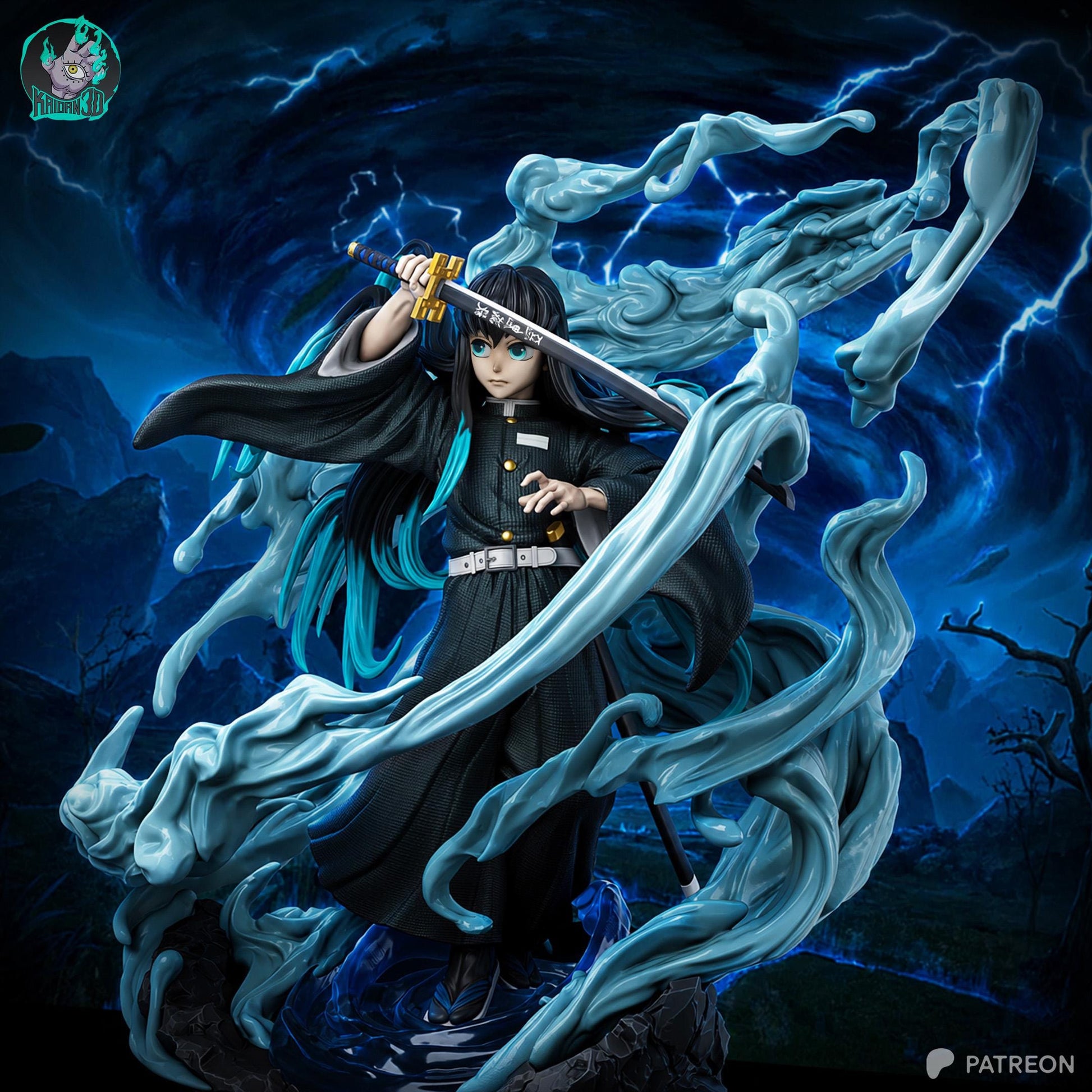 Teal-Tipped Mist Swordsman | Resin Garage Kit | Anime Breathing Masters | Unpainted Figure
