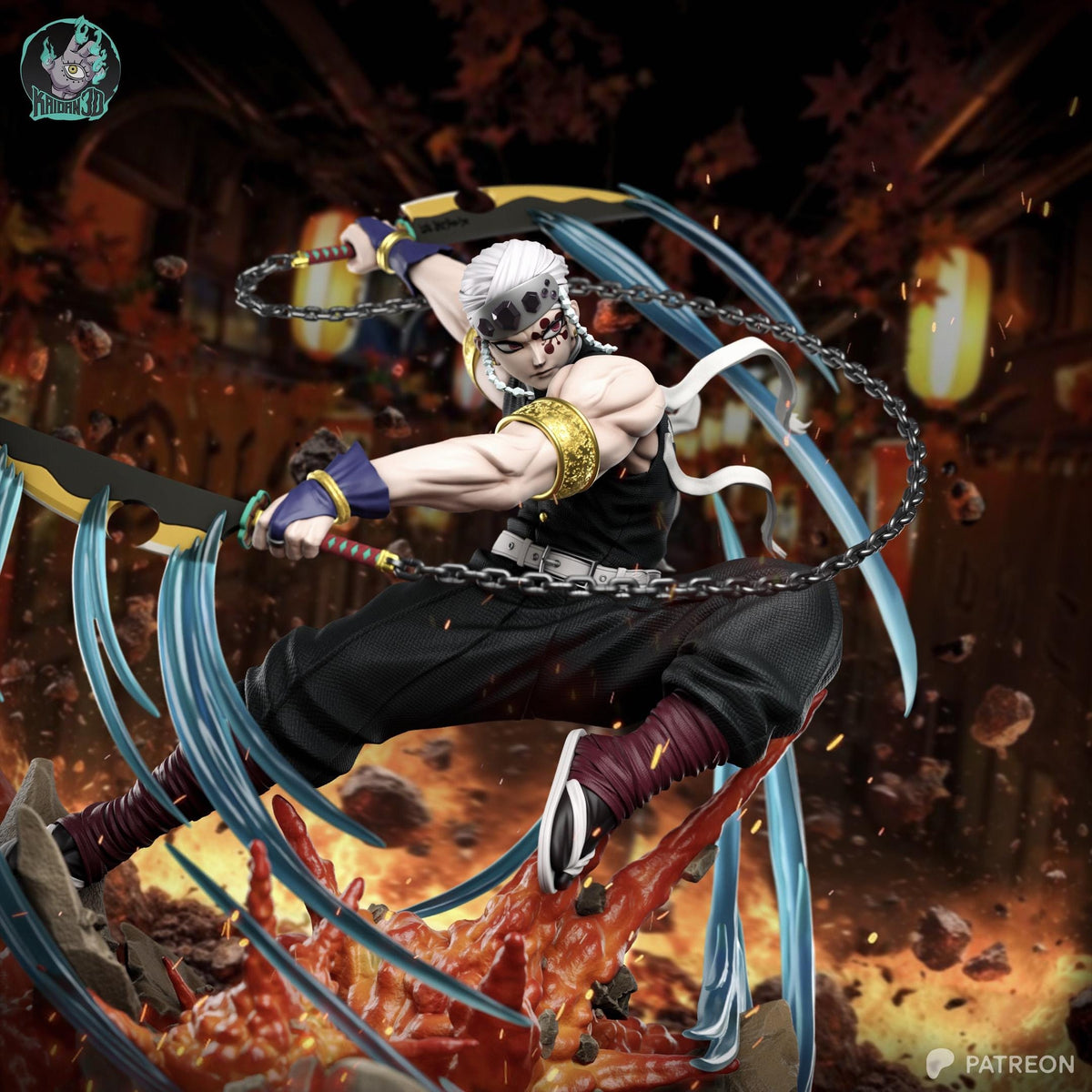 Dual-Bladed Chain Fighter | Resin Garage Kit | Anime Breathing Masters | Unpainted Figure