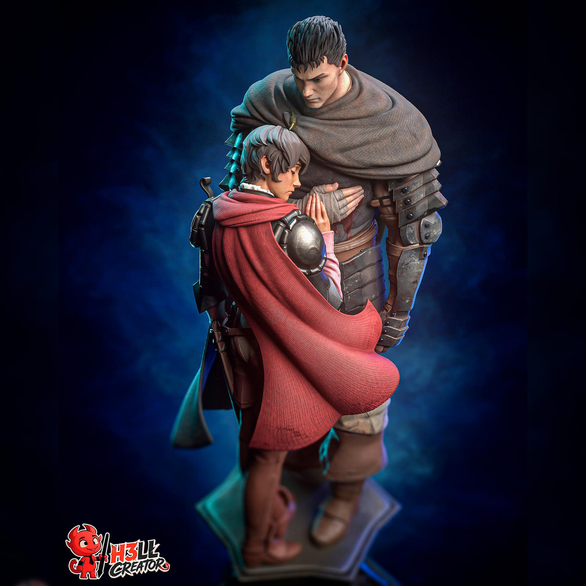 Armored Swordsman & Red-Caped Companion | Resin Garage Kit | Dark Fantasy | Unpainted Figure