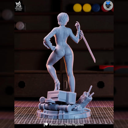 White-Suit Cyber Sword Operative | Resin Garage Kit | Stellar Vanguard | Unpainted Figure
