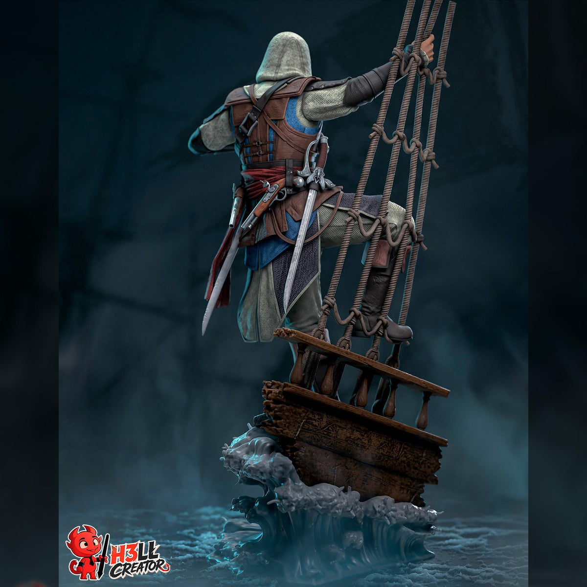 Rope-Swinging Privateer Duelist | Resin Garage Kit | Veiled Blades | Unpainted Figure