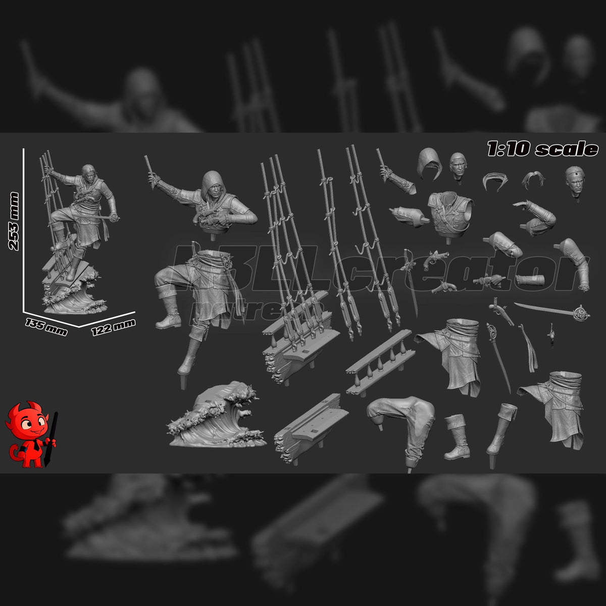 Rope-Swinging Privateer Duelist | Resin Garage Kit | Veiled Blades | Unpainted Figure