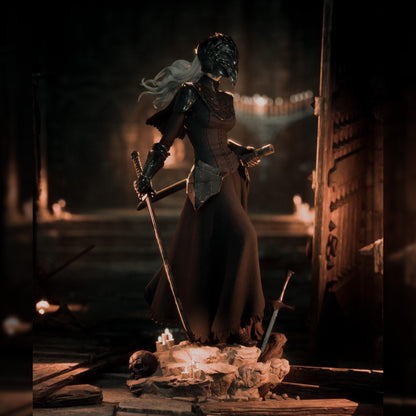 White-Haired Raven Mask Swordswoman | Resin Garage Kit | Cursed Legends | Unpainted Figure
