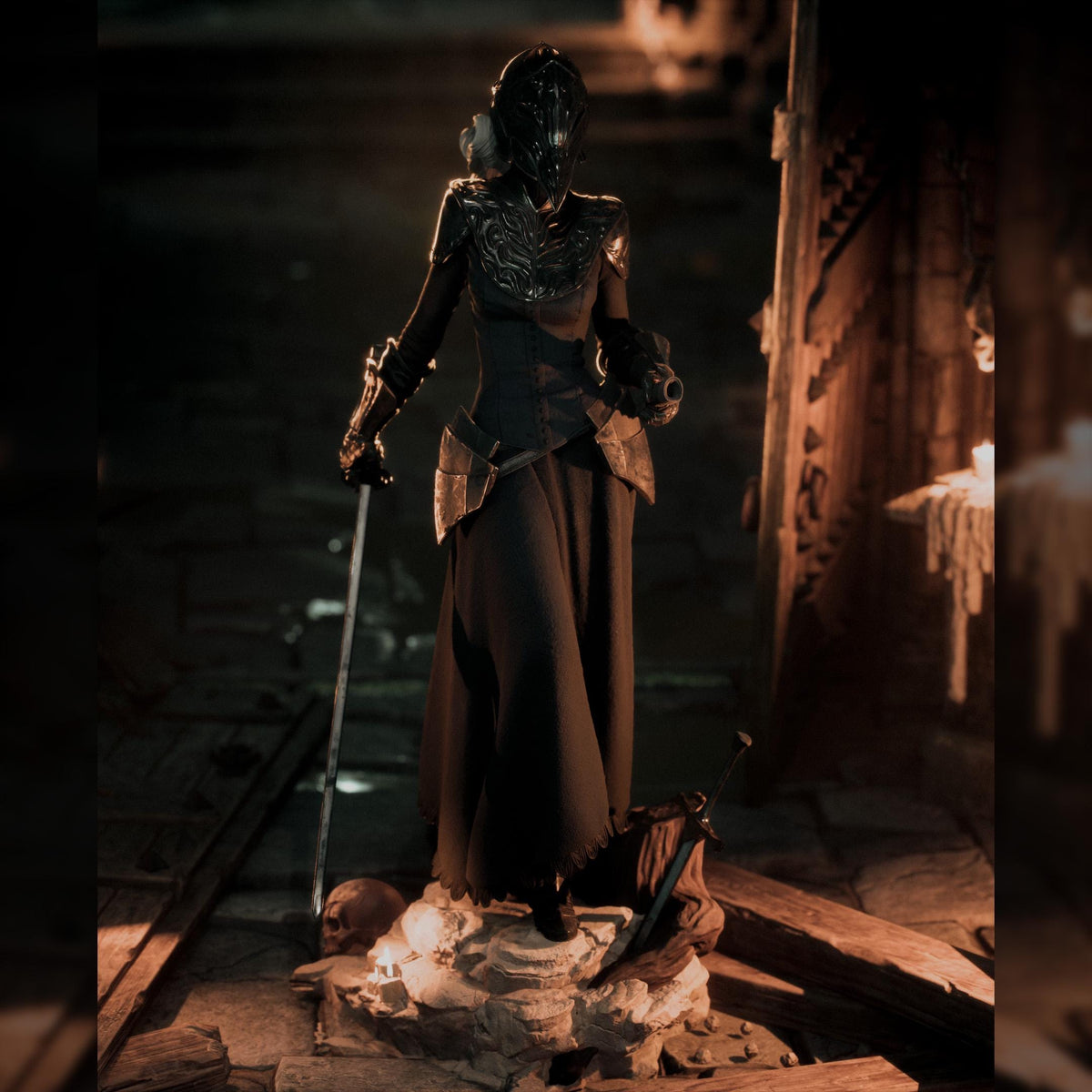 White-Haired Raven Mask Swordswoman | Resin Garage Kit | Cursed Legends | Unpainted Figure