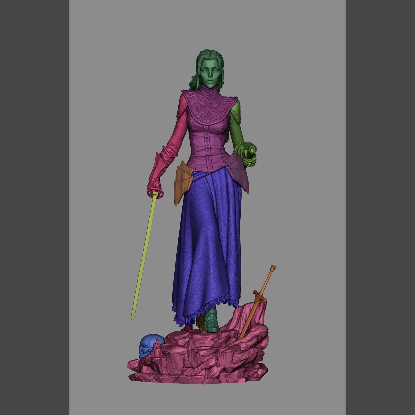 White-Haired Raven Mask Swordswoman | Resin Garage Kit | Cursed Legends | Unpainted Figure