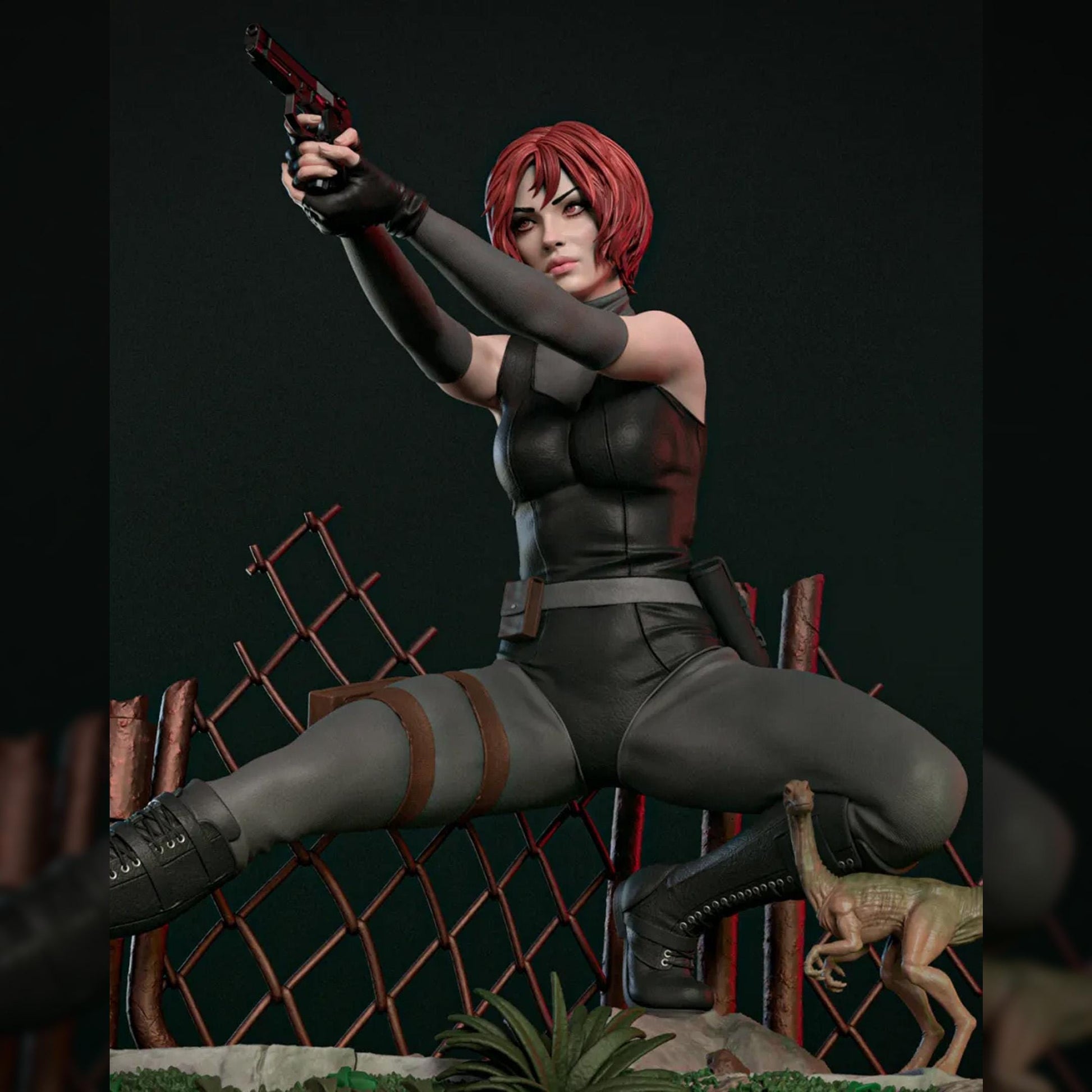 Red-Haired Dino Survival Operative | Resin Garage Kit | Survival Horror | Unpainted Figure