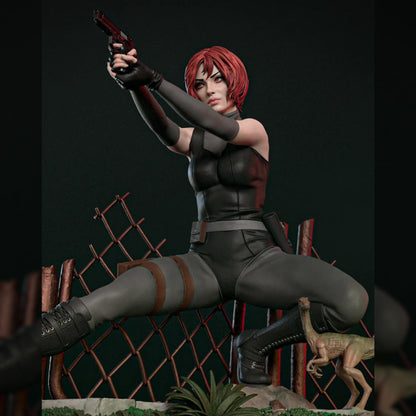 Red-Haired Dino Survival Operative | Resin Garage Kit | Survival Horror | Unpainted Figure