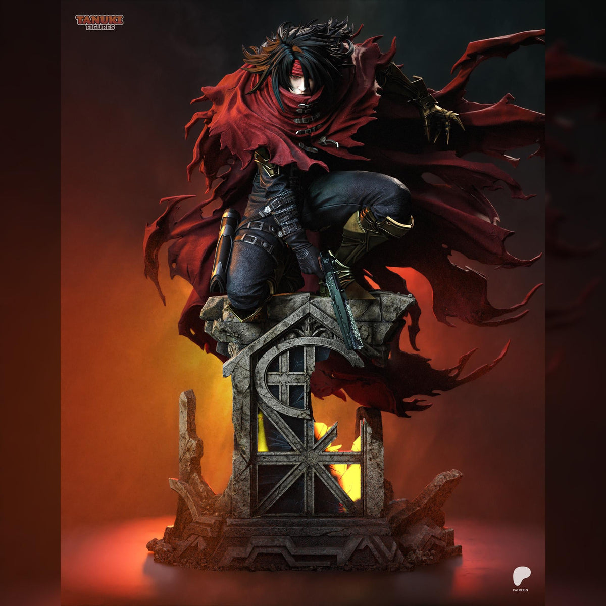 Red-Cloaked Gothic Gunslinger | Resin Garage Kit | Crystalbound Heroes | Unpainted Figure