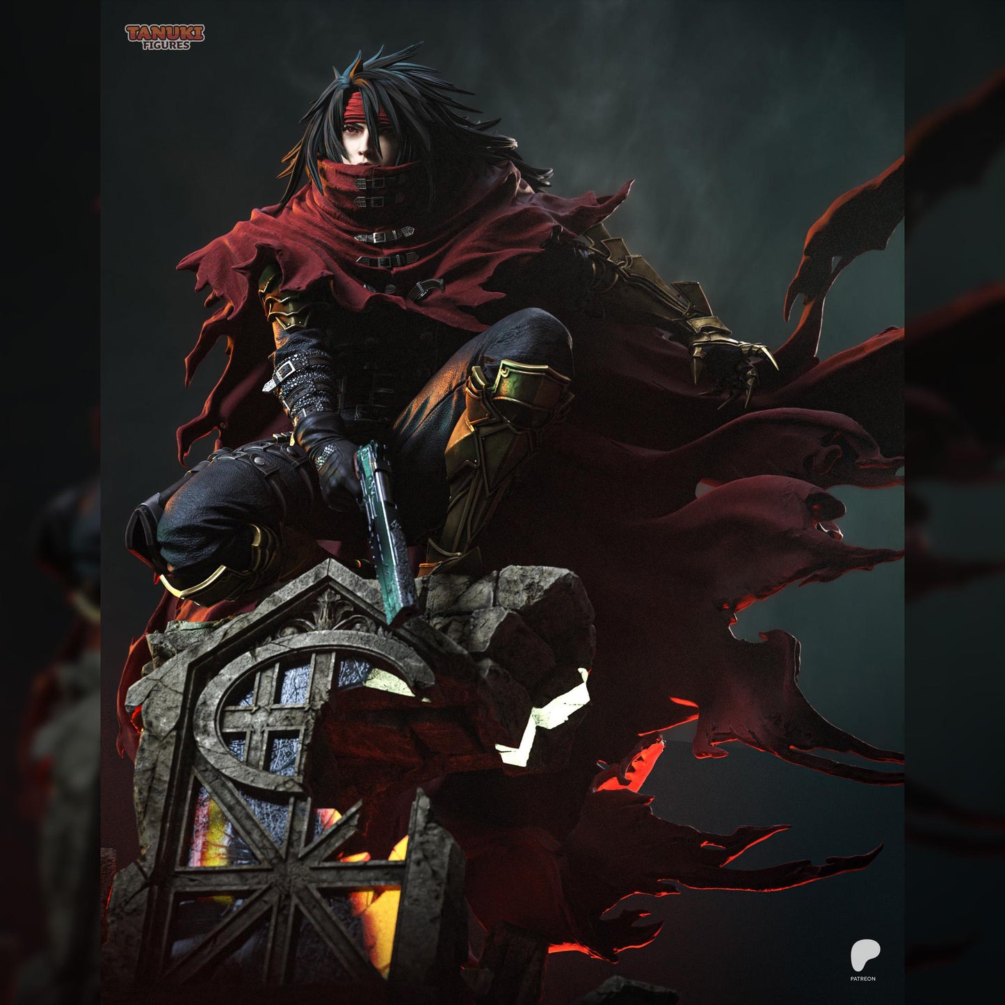 Red-Cloaked Gothic Gunslinger | Resin Garage Kit | Crystalbound Heroes | Unpainted Figure