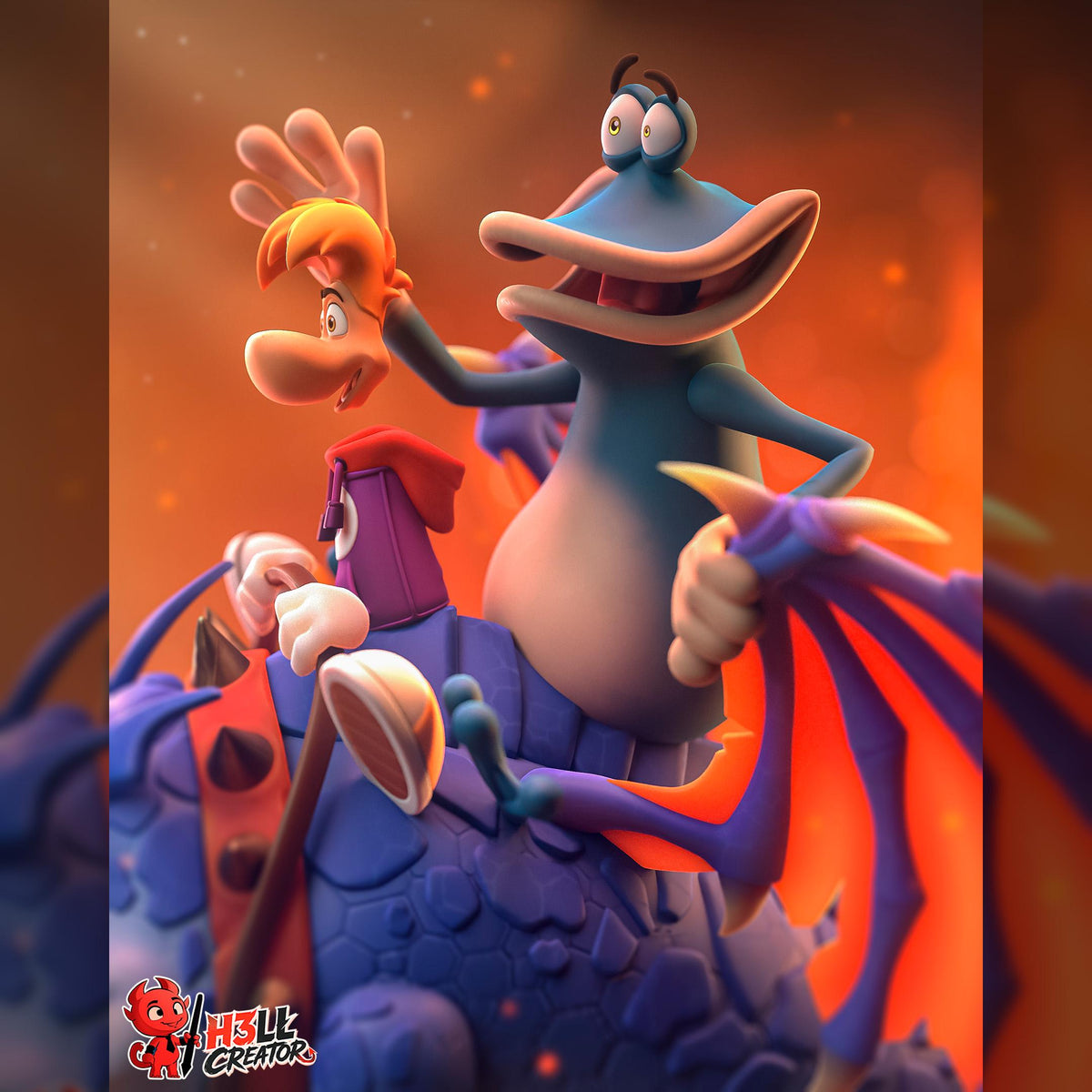 Cartoon Dragon Riders | Resin Garage Kit | Retro Platform Heroes | Unpainted Figure