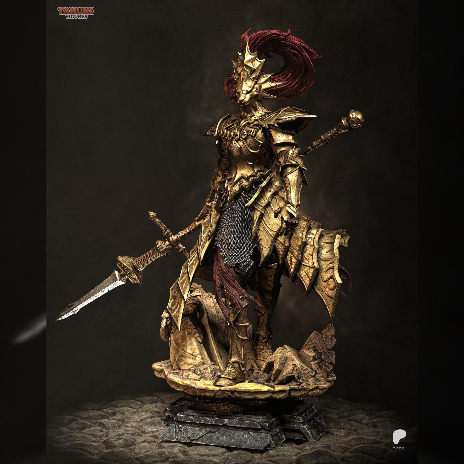 Gilded Lionhelm Spear Sentinel | Resin Garage Kit | Cursed Legends | Unpainted Figure