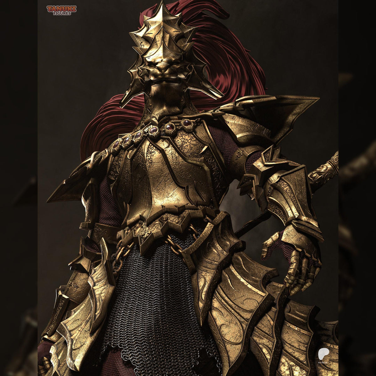 Gilded Lionhelm Spear Sentinel | Resin Garage Kit | Cursed Legends | Unpainted Figure