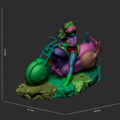 Blue-Haired Capsule Bike Rider | Resin Garage Kit | Ki Warriors | Unpainted Figure