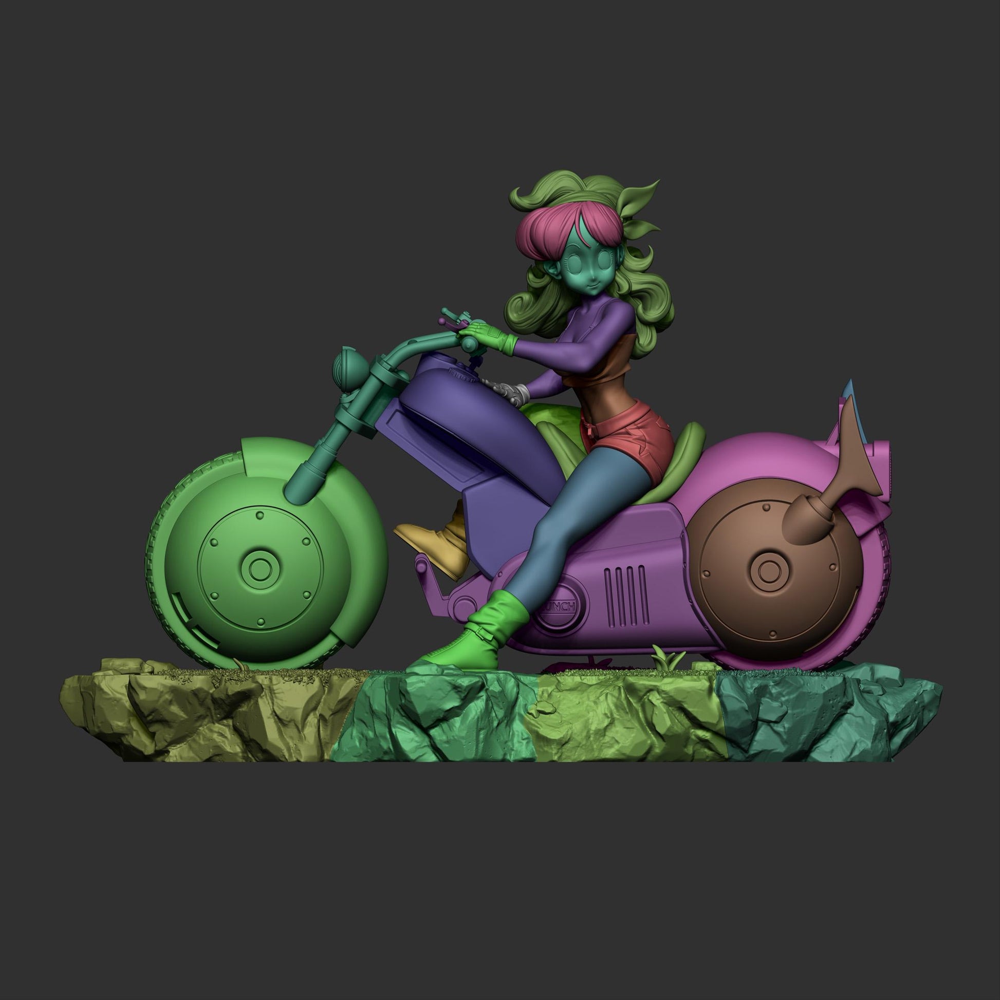 Blue-Haired Capsule Bike Rider | Resin Garage Kit | Ki Warriors | Unpainted Figure