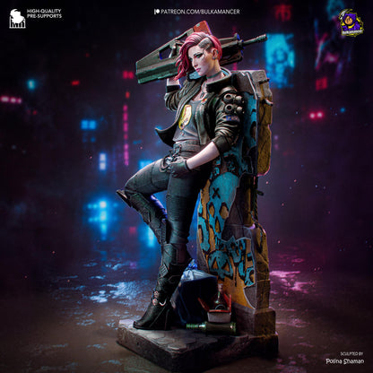 Pink-Haired Cyber Mercenary | Resin Garage Kit | Chrome Renegades | Unpainted Figure