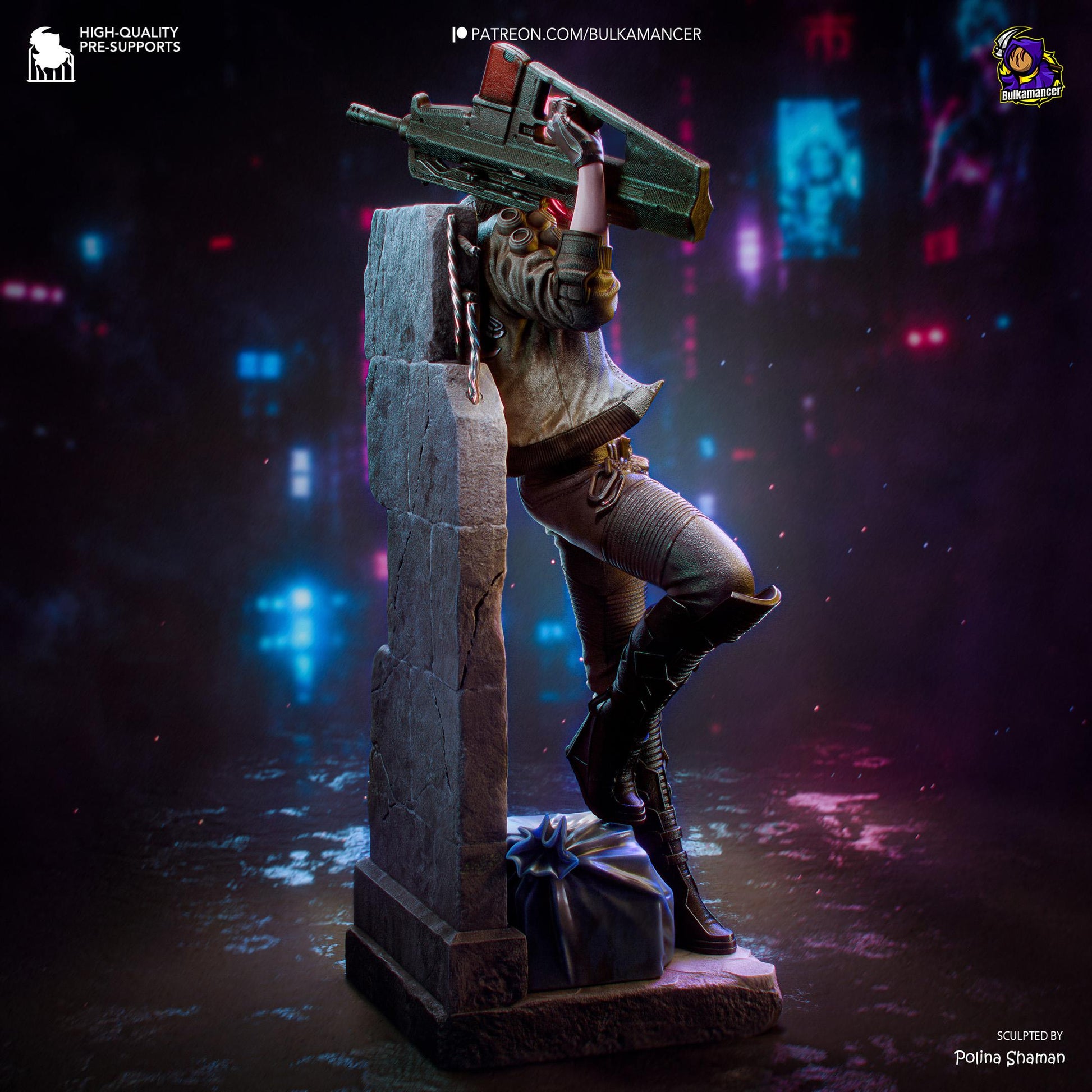 Pink-Haired Cyber Mercenary | Resin Garage Kit | Chrome Renegades | Unpainted Figure