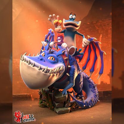 Cartoon Dragon Riders | Resin Garage Kit | Retro Platform Heroes | Unpainted Figure