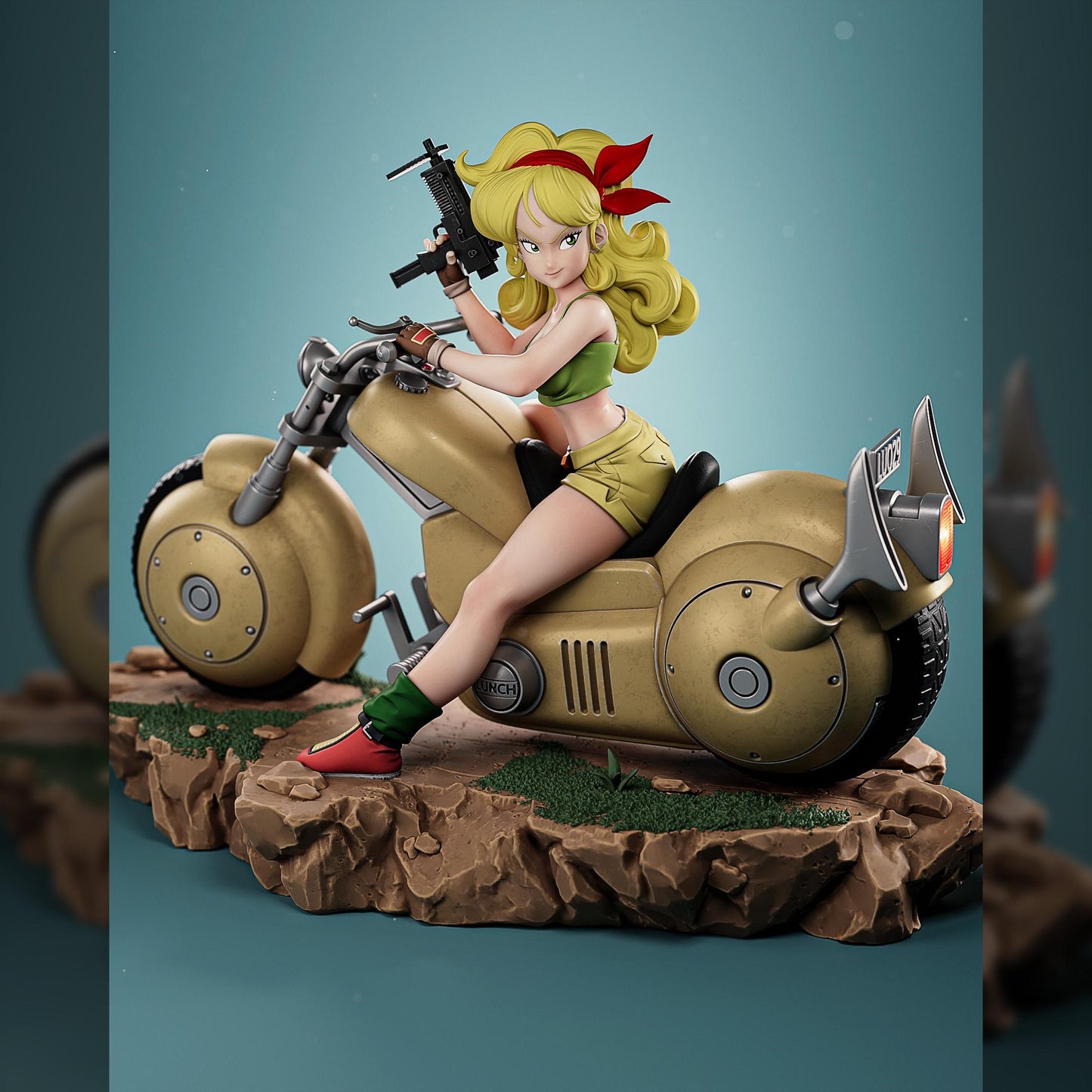 Blue-Haired Capsule Bike Rider | Resin Garage Kit | Ki Warriors | Unpainted Figure