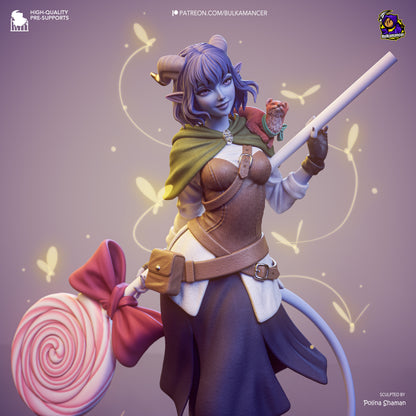 Mischievous Blue Tiefling Cleric