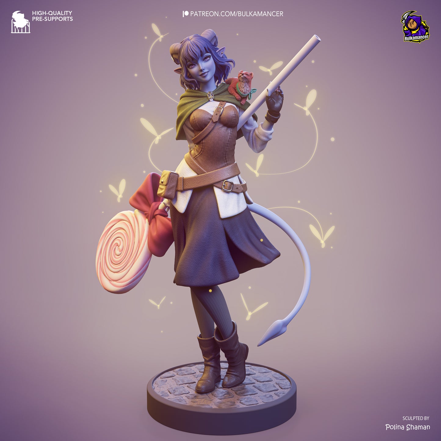 Mischievous Blue Tiefling Cleric
