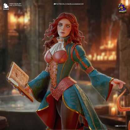 Red-Haired Spellbook Mage | Resin Garage Kit | Fantasy | Unpainted Figure