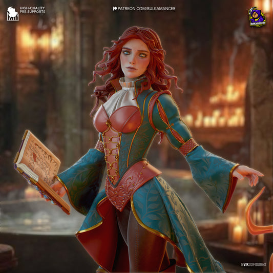 Red-Haired Spellbook Mage | Resin Garage Kit | Fantasy | Unpainted Figure