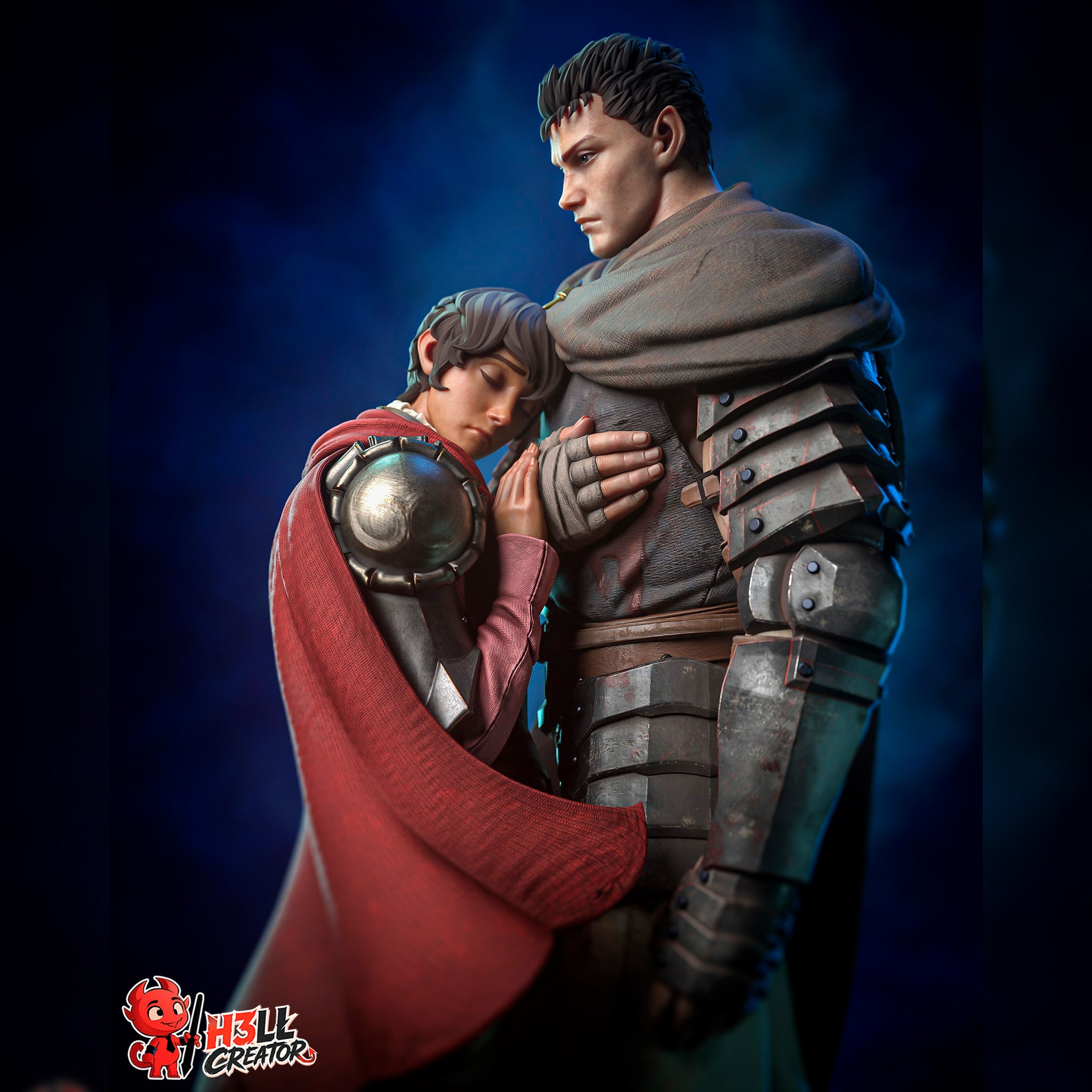 Armored Swordsman & Red-Caped Companion | Resin Garage Kit | Dark Fantasy | Unpainted Figure