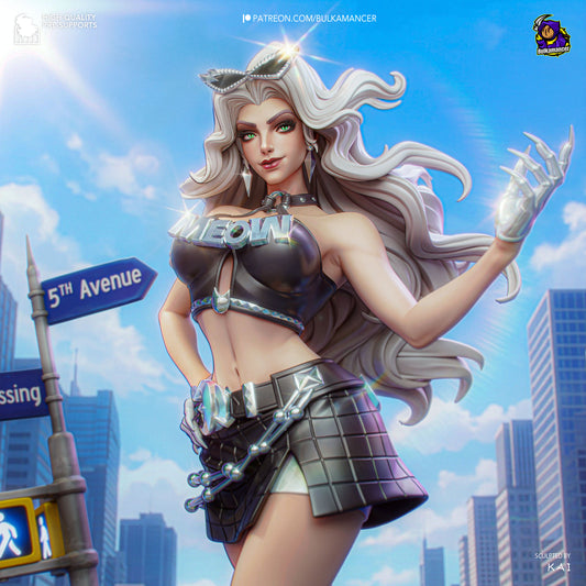 White-Haired Feline Streetwear Heroine