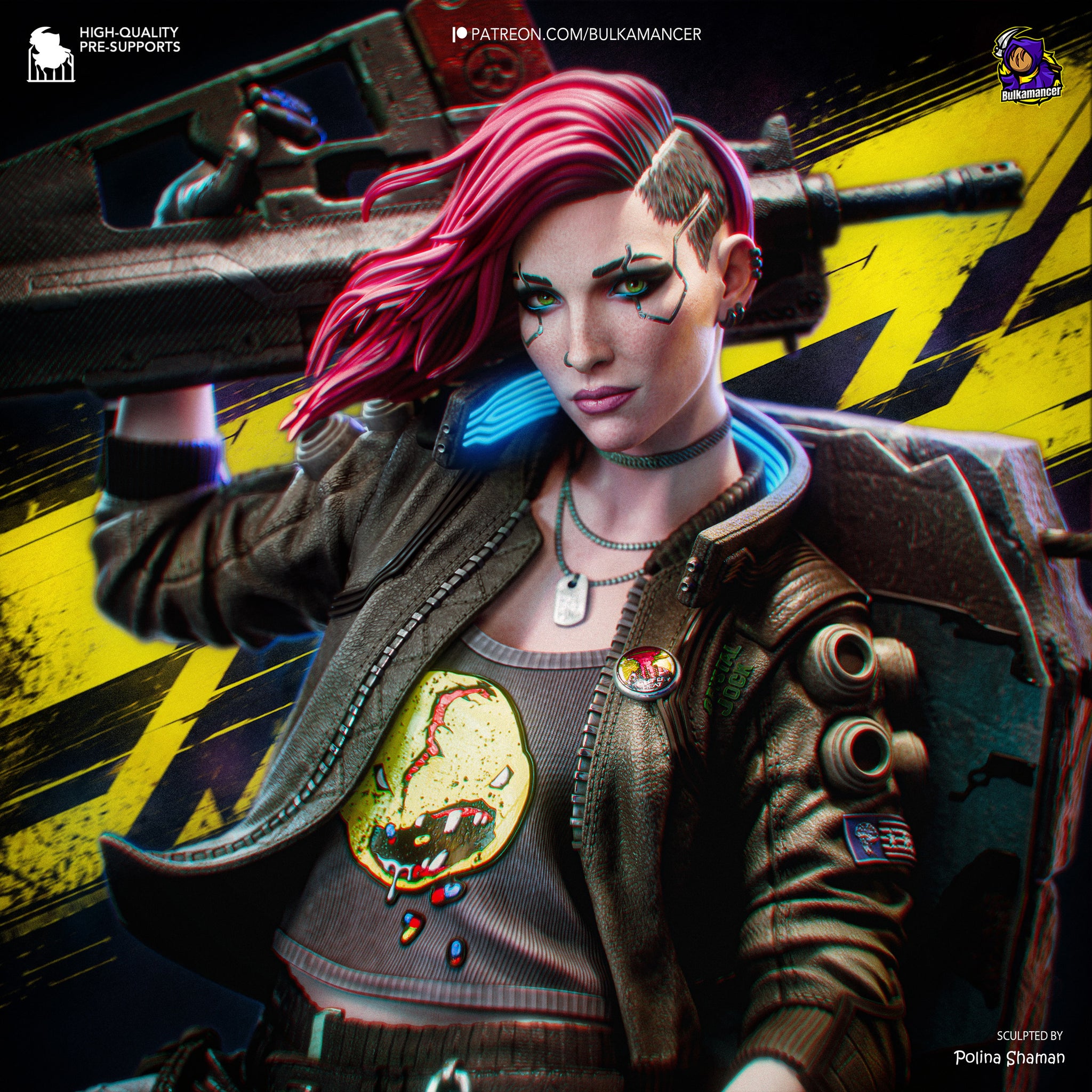 Pink-Haired Cyber Mercenary | Resin Garage Kit | Chrome Renegades | Unpainted Figure