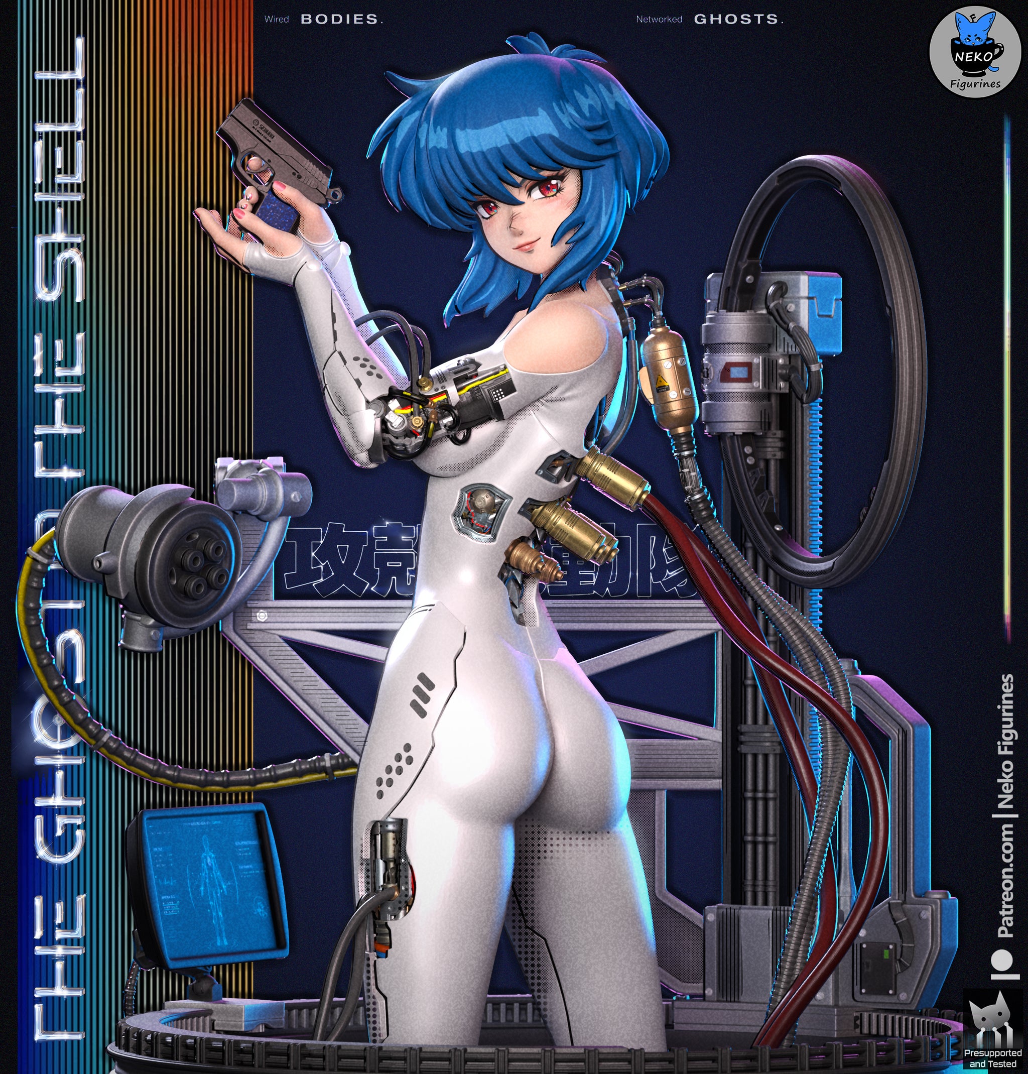 Blue-Haired Cybernetic Operative | Resin Garage Kit | Unpainted Figure