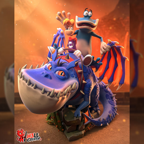 Cartoon Dragon Riders | Resin Garage Kit | Retro Platform Heroes | Unpainted Figure
