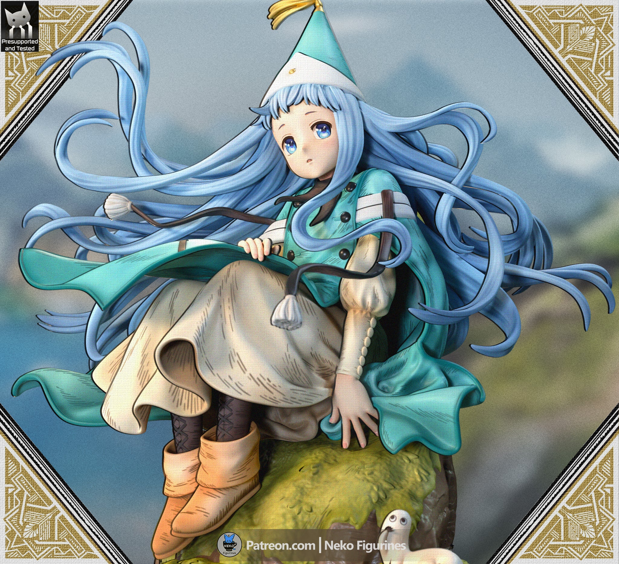 Blue-Haired Cliffside Spellcaster | Resin Garage Kit | Unpainted Figure