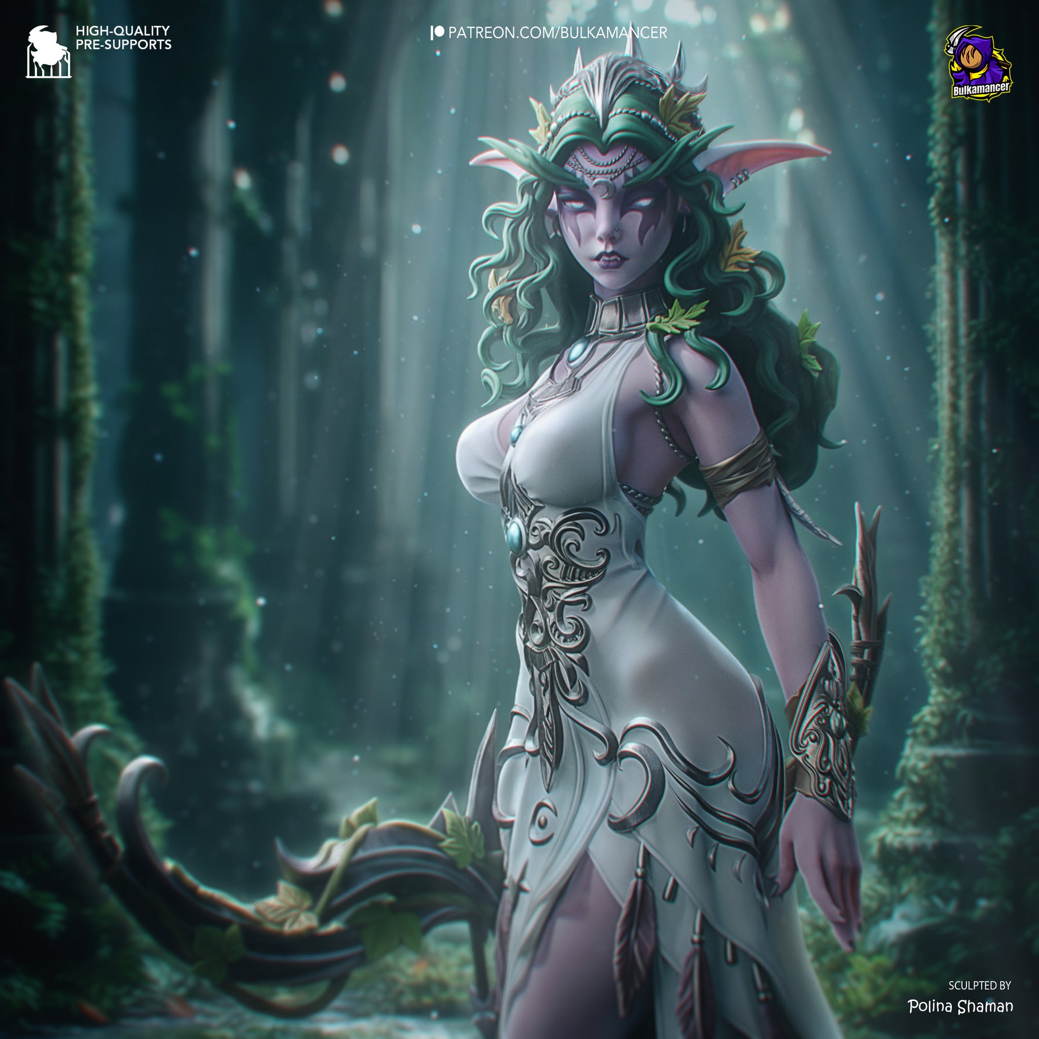 Moon-Crowned Elven Priestess | Resin Garage Kit | Fantasy | Unpainted Figure