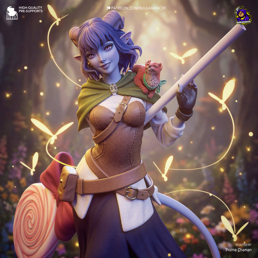 Mischievous Blue Tiefling Cleric