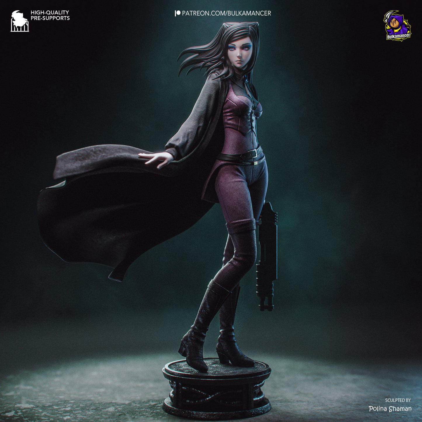 Dark-Haired Gothic Coat Heroine