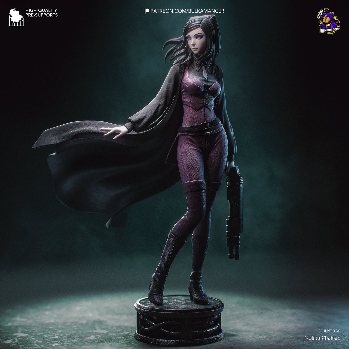 Dark-Haired Gothic Coat Heroine