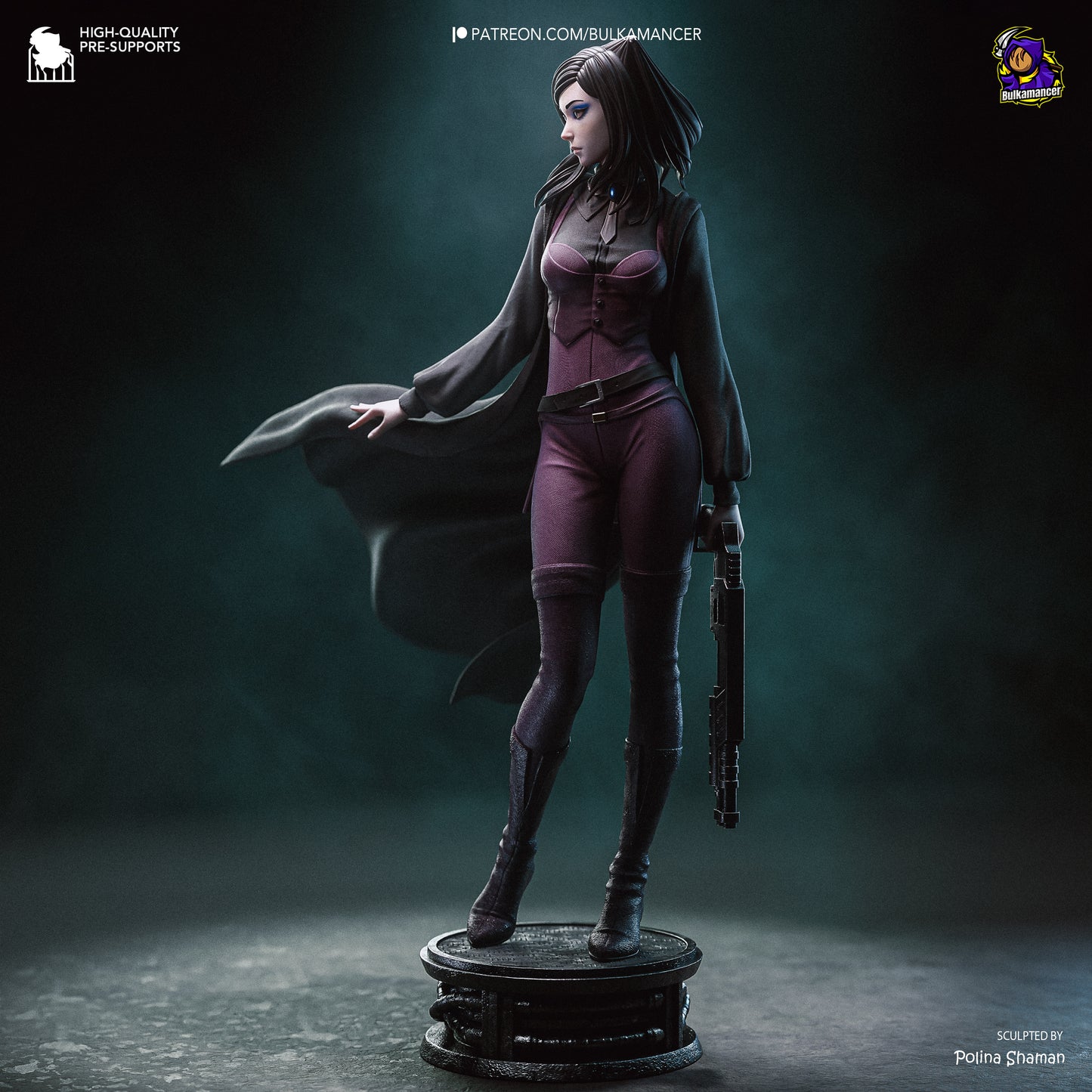Dark-Haired Gothic Coat Heroine