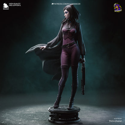 Dark-Haired Gothic Coat Heroine