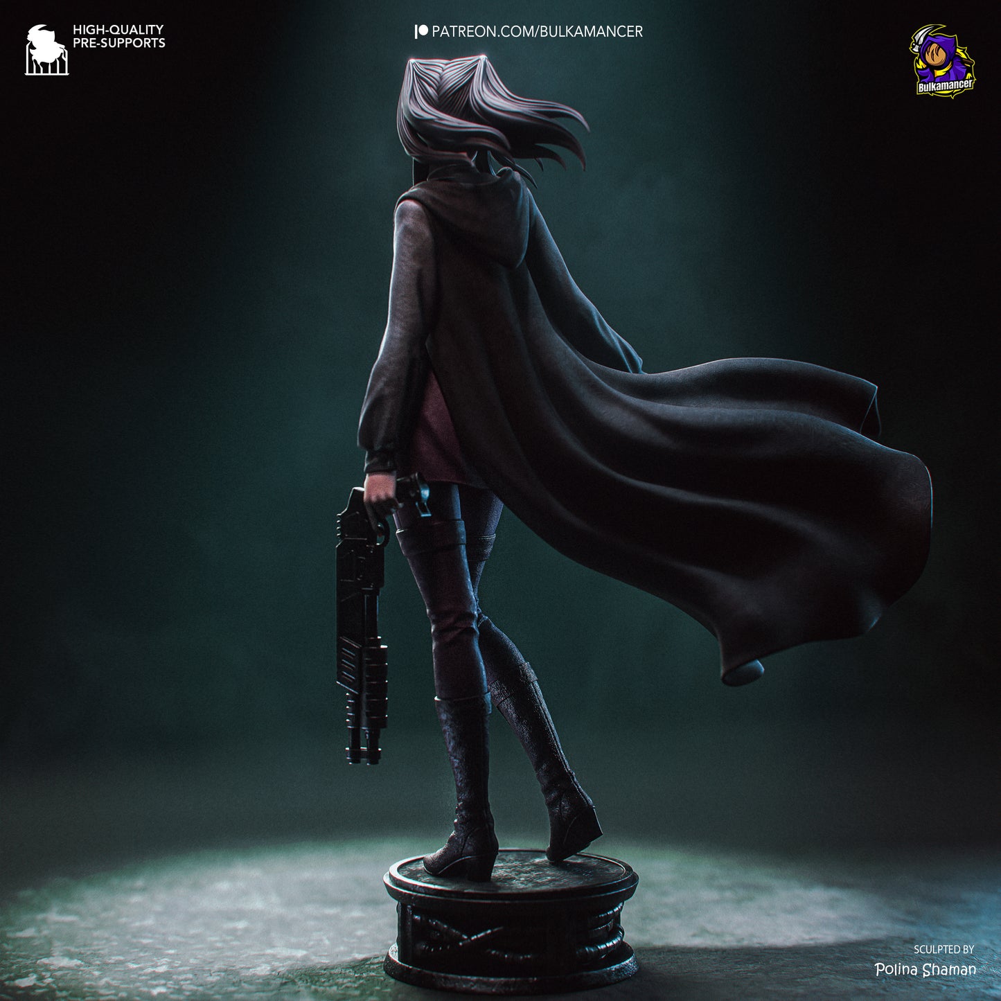 Dark-Haired Gothic Coat Heroine