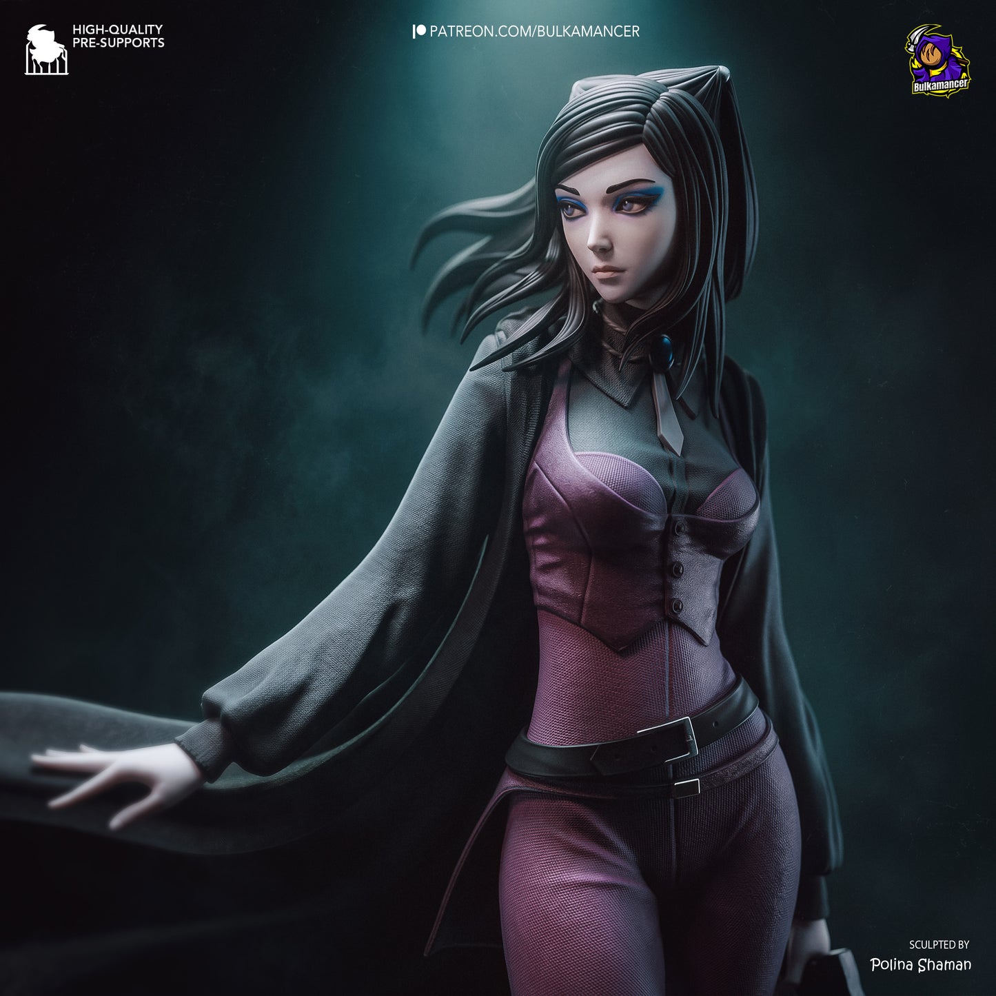 Dark-Haired Gothic Coat Heroine