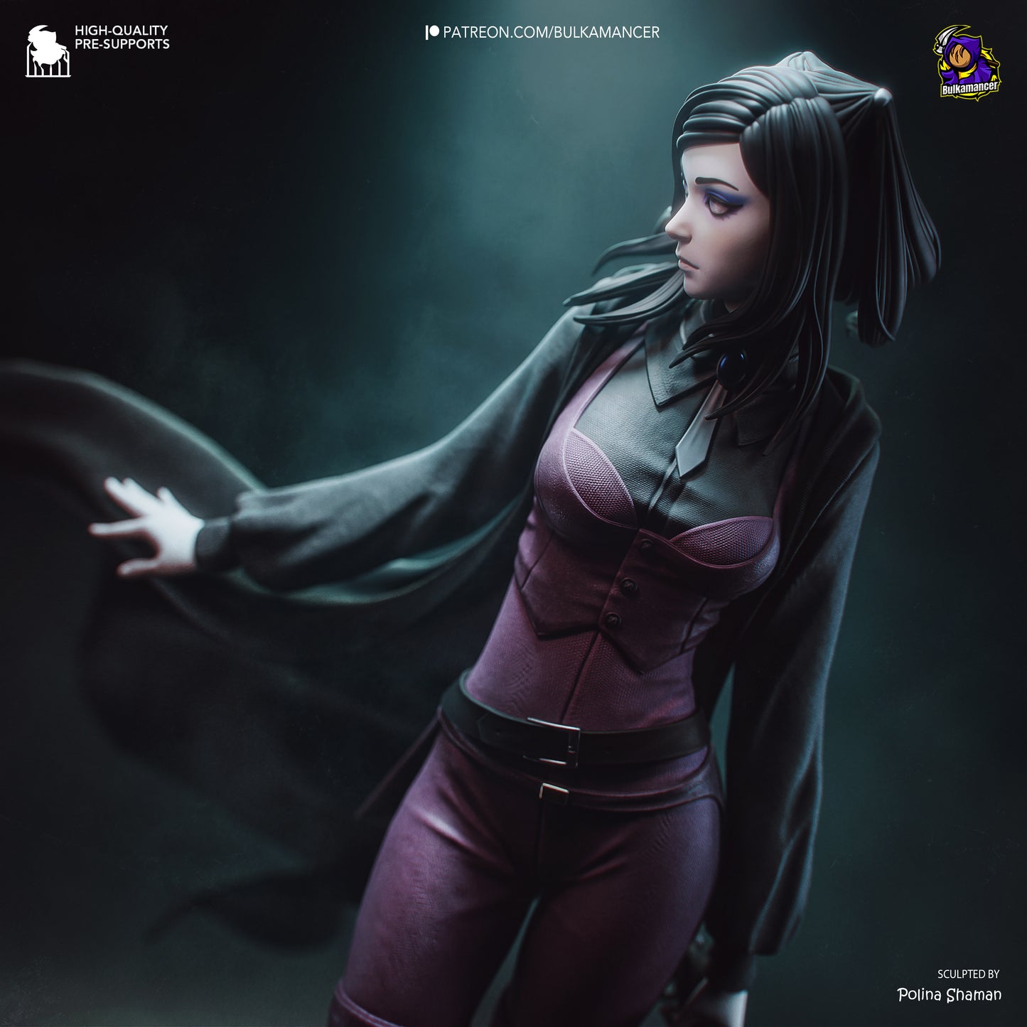 Dark-Haired Gothic Coat Heroine