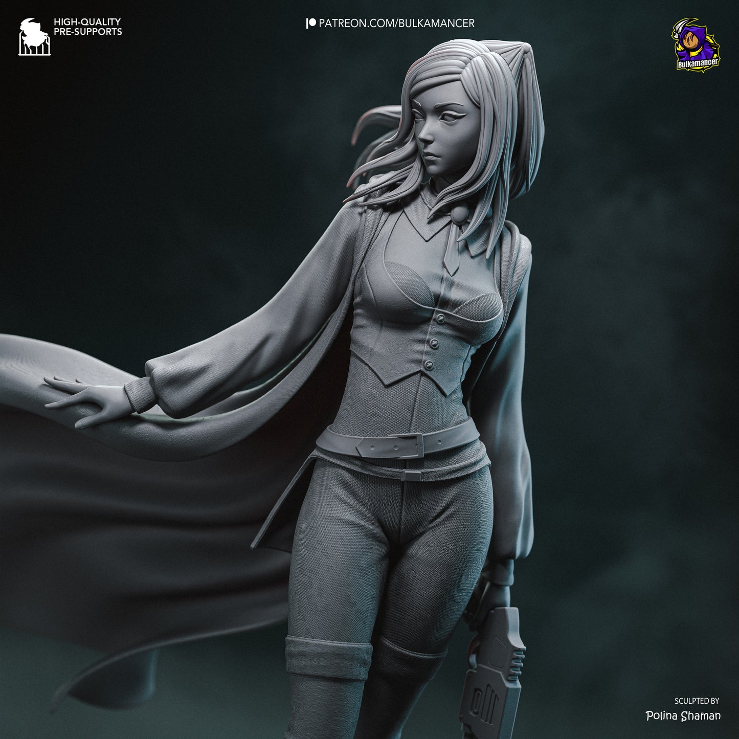 Dark-Haired Gothic Coat Heroine