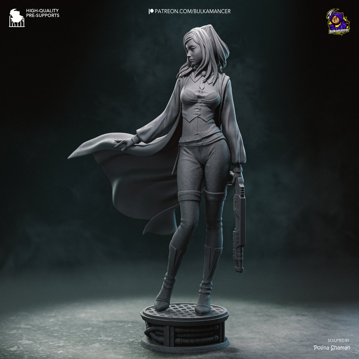 Dark-Haired Gothic Coat Heroine