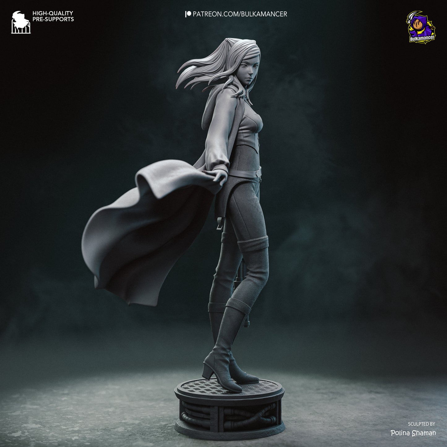 Dark-Haired Gothic Coat Heroine