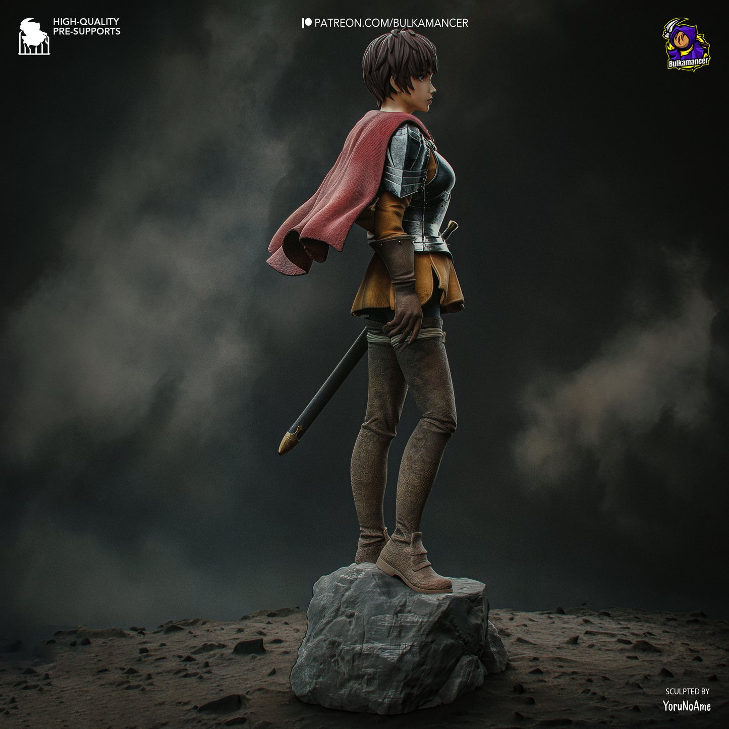 Crimson-Caped Female Knight
