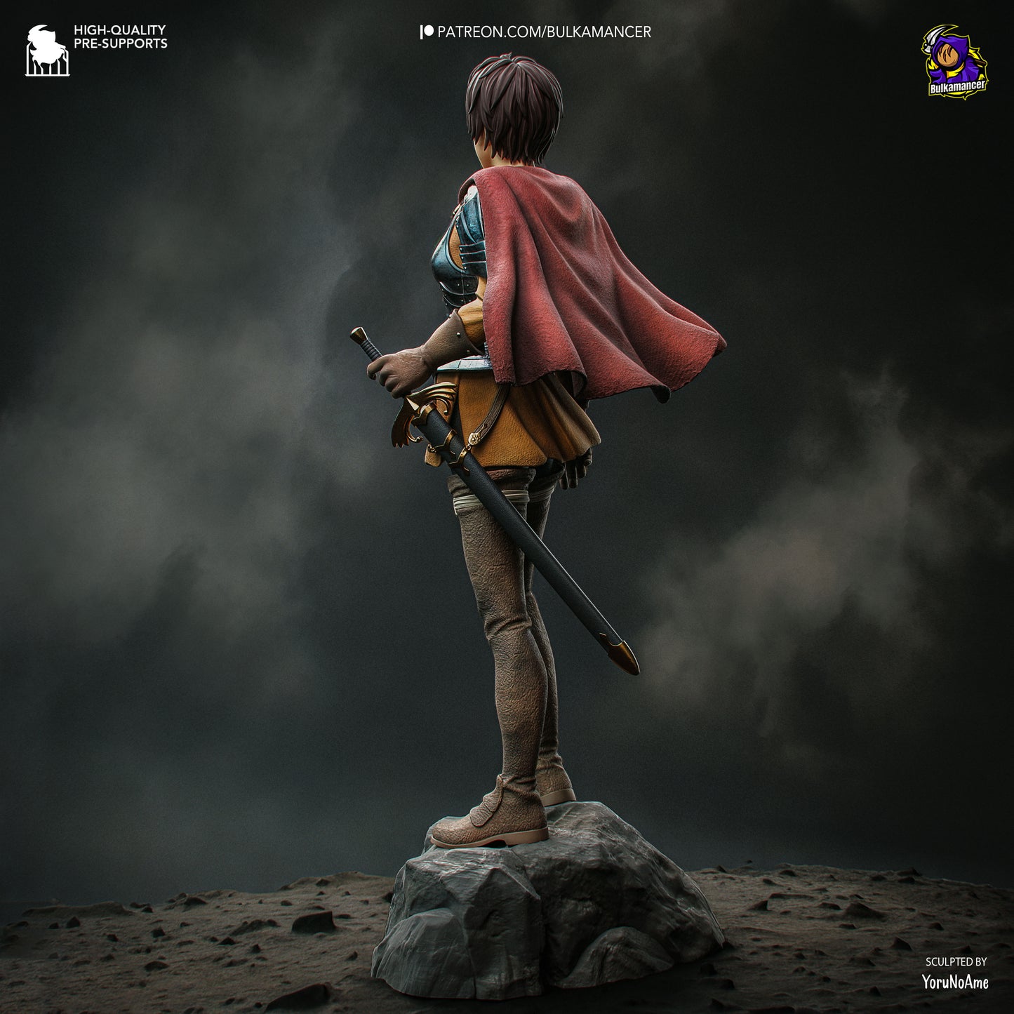 Crimson-Caped Female Knight